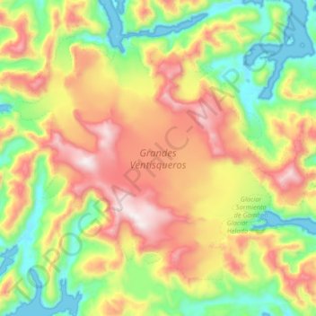 Grandes Ventisqueros topographic map, elevation, terrain