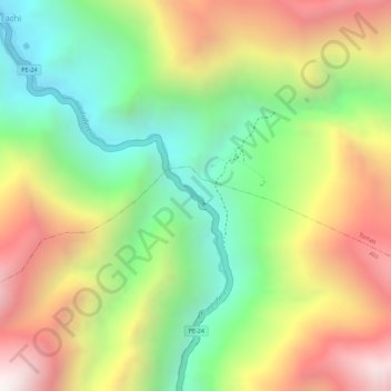 Rio Cañete topographic map, elevation, terrain