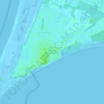 Falsterbo stadspark topographic map, elevation, terrain