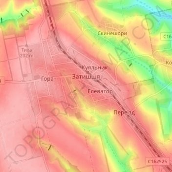 Zatyshshia topographic map, elevation, terrain