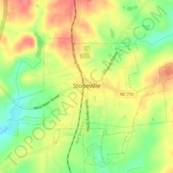 Stoneville topographic map, elevation, terrain