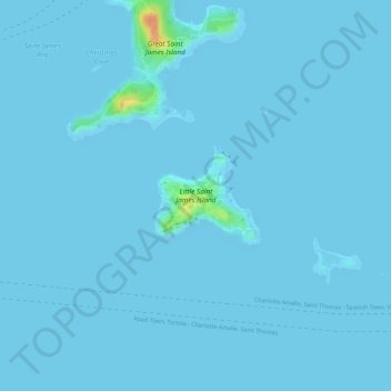Little Saint James Island topographic map, elevation, terrain