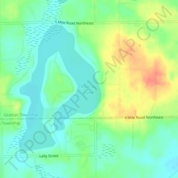 Murray Lake topographic map, elevation, terrain