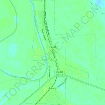 Tchula topographic map, elevation, terrain