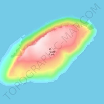 Round Island topographic map, elevation, terrain