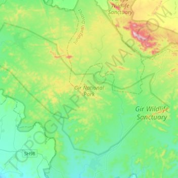 Gir NP topographic map, elevation, terrain