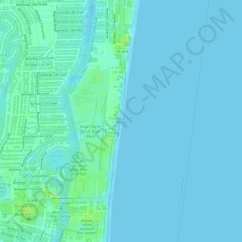 Fort Lauderdale Beach topographic map, elevation, terrain