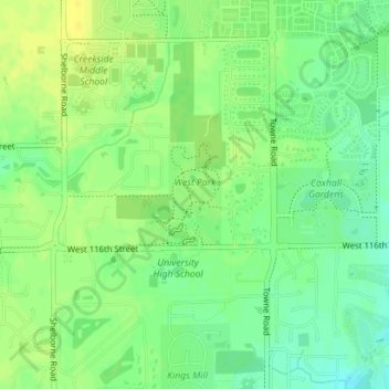West Park topographic map elevation - Thumbnail 