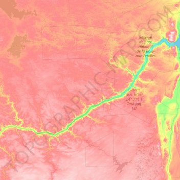 Rivière aux Feuilles topographic map, elevation, terrain