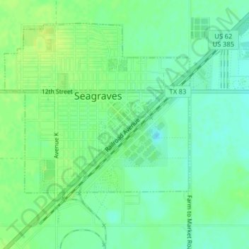 Seagraves topographic map, elevation, terrain