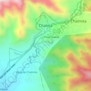 Chalma topographic map, elevation, terrain
