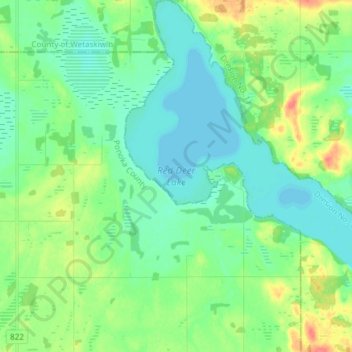 Red Deer Lake topographic map, elevation, terrain