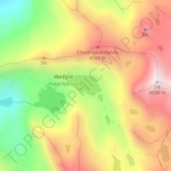 Gosaikunda topographic map, elevation, terrain