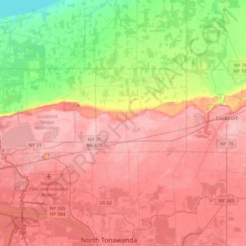 Niagara Escarpment topographic map, elevation, terrain