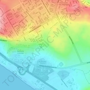 D topographic map, elevation, terrain