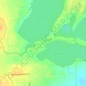 Berthoud topographic map, elevation, terrain