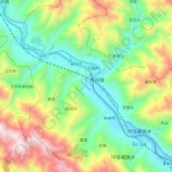 白龙江 topographic map, elevation, terrain