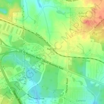 Town of Garner topographic map, elevation, terrain