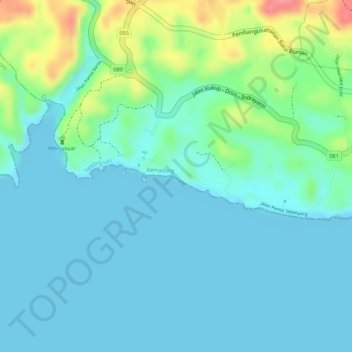 Pantai Porok topographic map, elevation, terrain