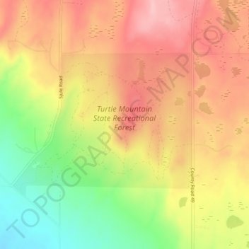 Turtle Mountain State Recreational Forest topographic map, elevation, terrain