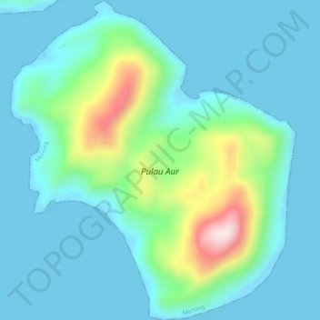 Aur Island topographic map, elevation, terrain