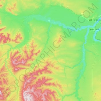 Muskwa River topographic map, elevation, terrain
