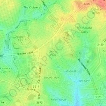 Carmel Park topographic map, elevation, terrain