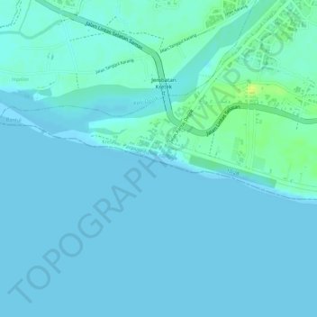 Depok Beach topographic map, elevation, terrain