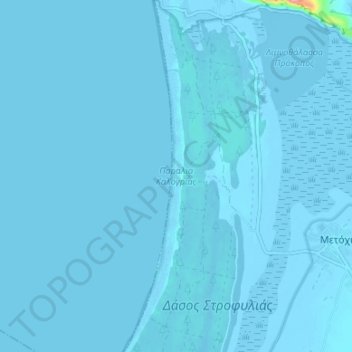 Kalogria Beach topographic map, elevation, terrain