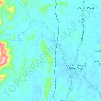Sungai Kiol topographic map, elevation, terrain