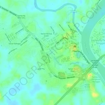 Temerloh Recreational park topographic map, elevation, terrain