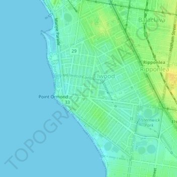 Elwood Canal topographic map, elevation, terrain