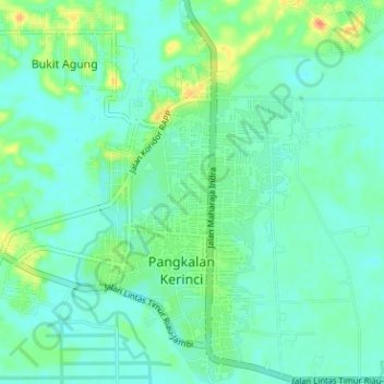 Pangkalan Kerinci Kota topographic map, elevation, terrain