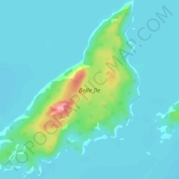 Belle Ile topographic map, elevation, terrain