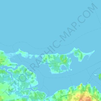 Caribou Island topographic map, elevation, terrain