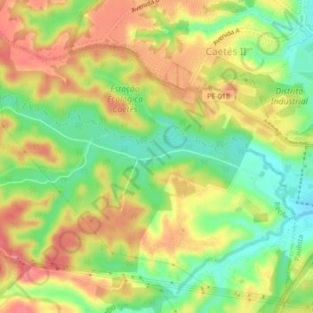 Rio Paratibe topographic map, elevation, terrain