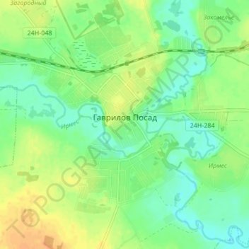 Гаврилов Посад topographic map, elevation, terrain