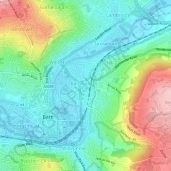 Sydney Gardens topographic map, elevation, terrain