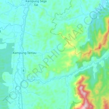 Sungai Dong topographic map, elevation, terrain