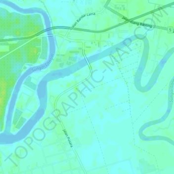 Langat River topographic map, elevation, terrain