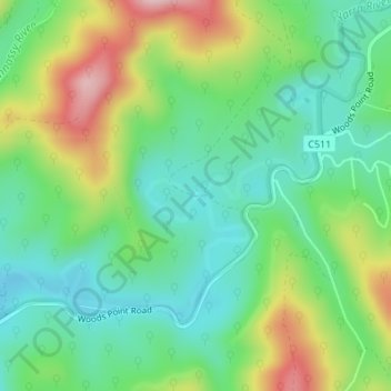 Yarra River topographic map, elevation, terrain