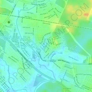 Kampung Baru Masai topographic map, elevation, terrain