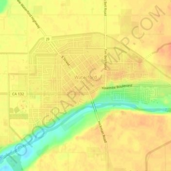 Waterford topographic map, elevation, terrain