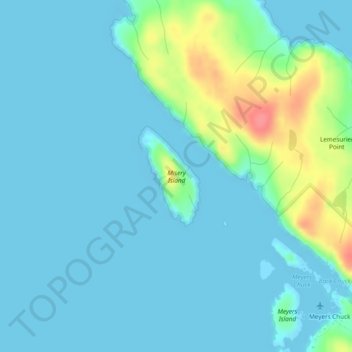 Misery Island topographic map, elevation, terrain