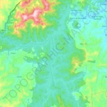 Rio Manso topographic map, elevation, terrain