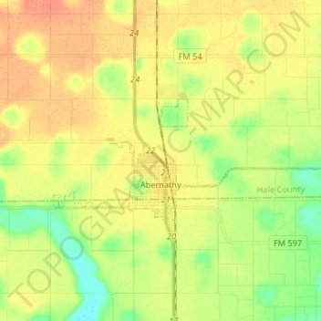 Abernathy topographic map, elevation, terrain
