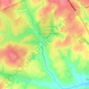 Rio Formigueiro topographic map, elevation, terrain