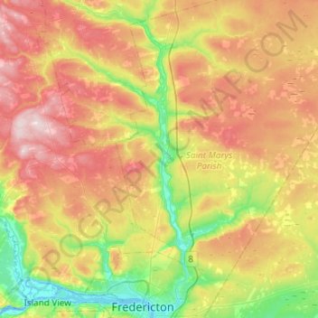 Nashwaak River topographic map, elevation, terrain