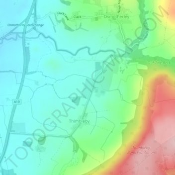 Thimbleby & Osmotherly Show field topographic map, elevation, terrain
