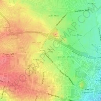 Hunters Moor topographic map, elevation, terrain